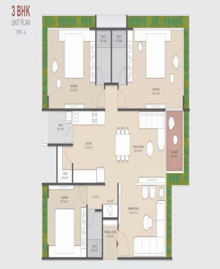 3BHK Unit Plan Type-A